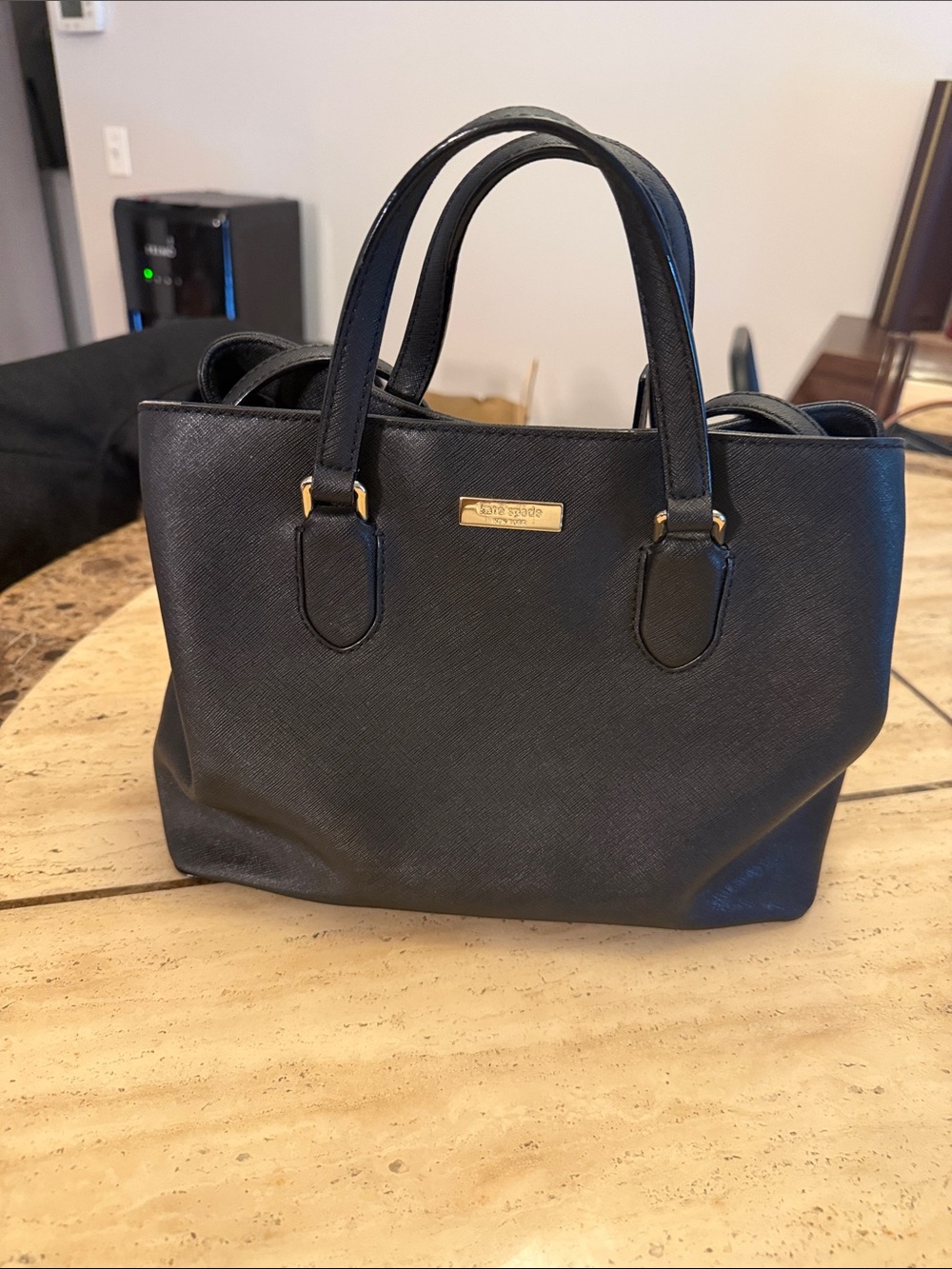 kate spade Black Saffiano Leather Satchel with Gold Hardware